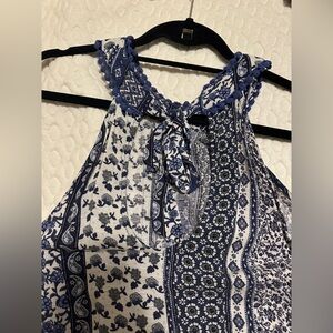 Halter Top Blue and White Paisley Sundress
